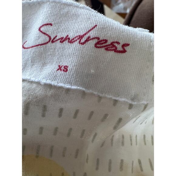 Sundress White Mini Dress XS Tropical Vacation Plunging Cotton Metallic $210 - Picture 5 of 5